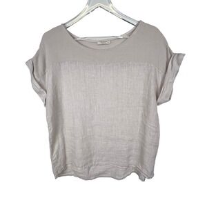 Bellambra Made in Italy  S Linen Blend Textured Panel Top Shirt Size S